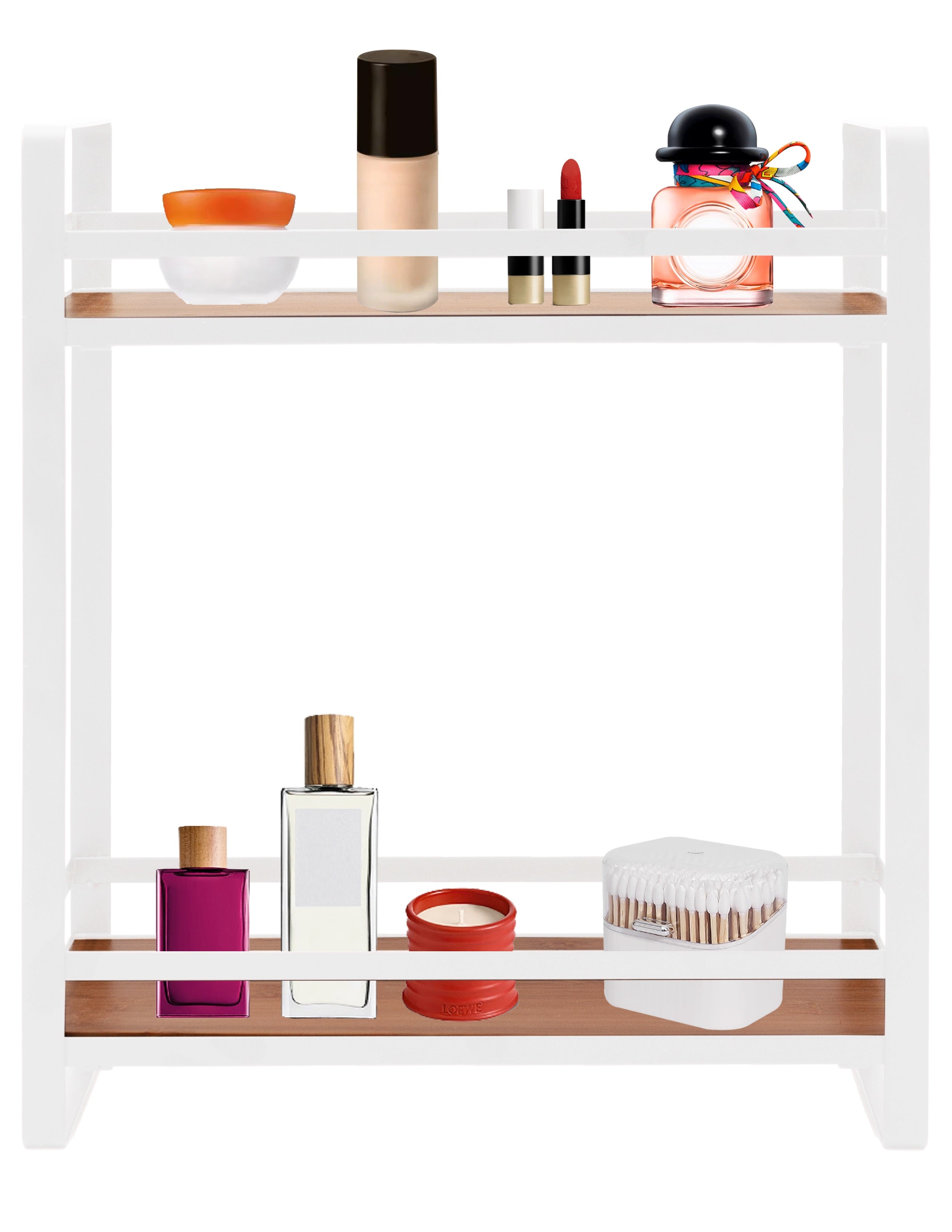 2-Tier Metal and Wood Bathroom Organizer Shelf | Vanity & Countertop Storage Rack