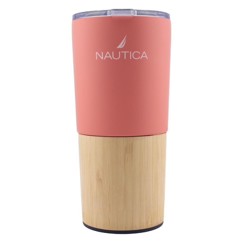 HY-021 - Nautica 18oz Insulated Tumbler with Bamboo Base - Coral
