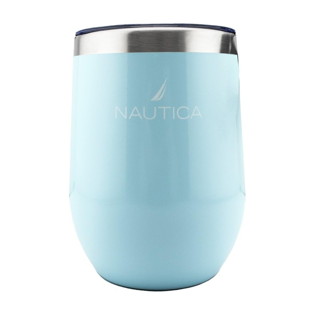 HY-027 - Nautica 12oz Insulated Stemless Wine Tumbler - Light Blue