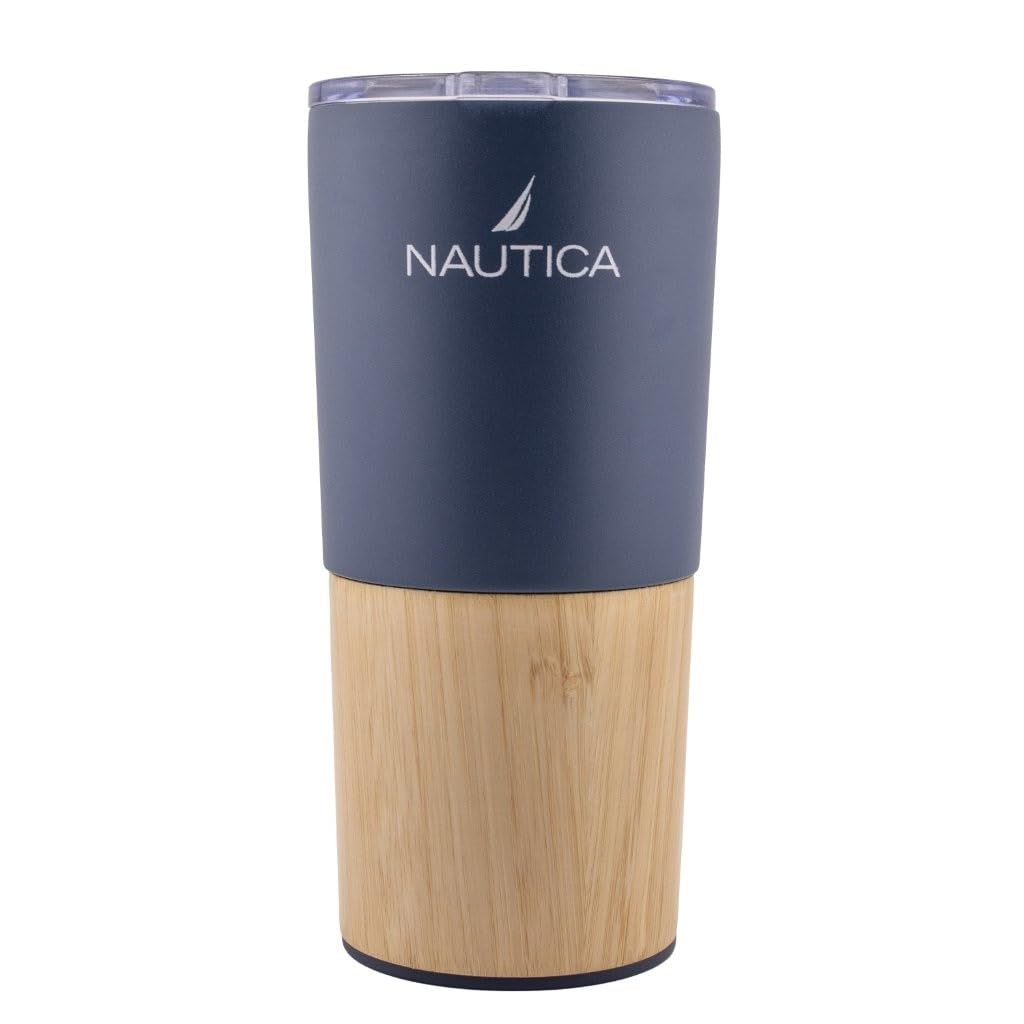HY-022 - Nautica 18oz Insulated Tumbler with Bamboo Base - Navy