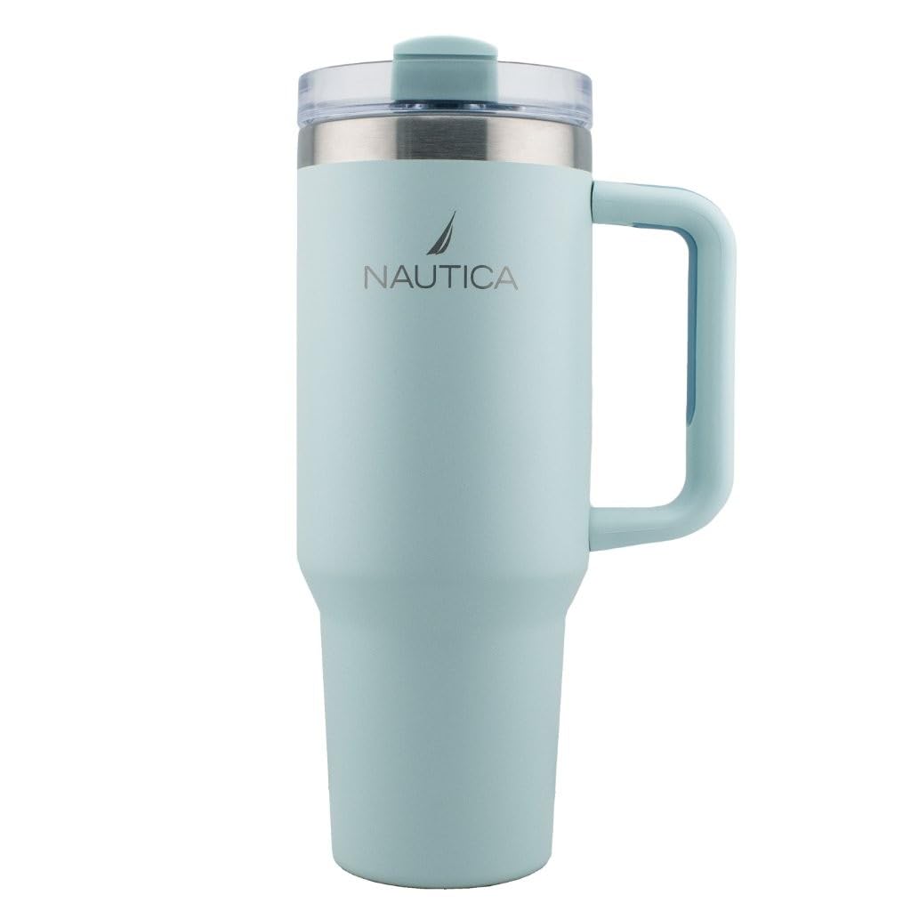 HY-046 - Nautica 40oz Double-Wall Vacuum Travel Mug - Light Blue