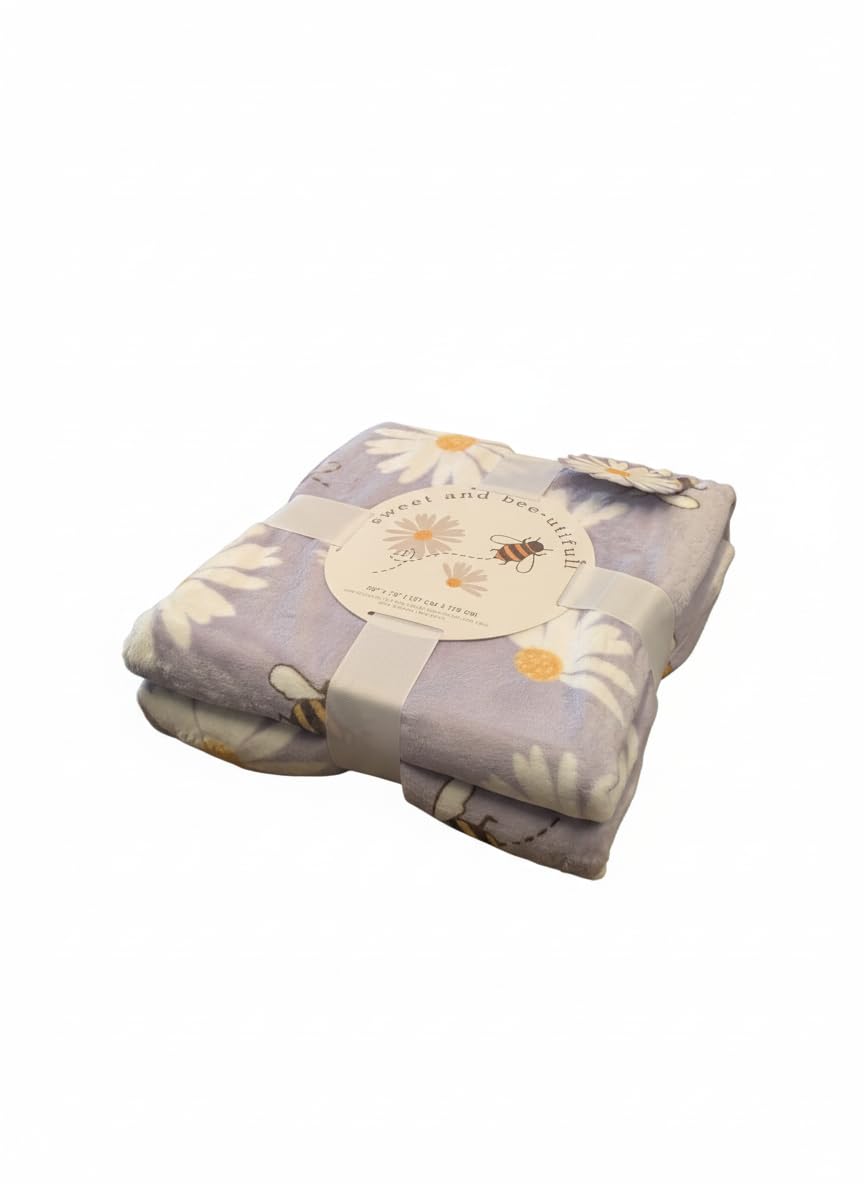 THFPJ-084F - LITTLE CELEBRITY Bumble Bee Daisy Fleece Throw, 50x70