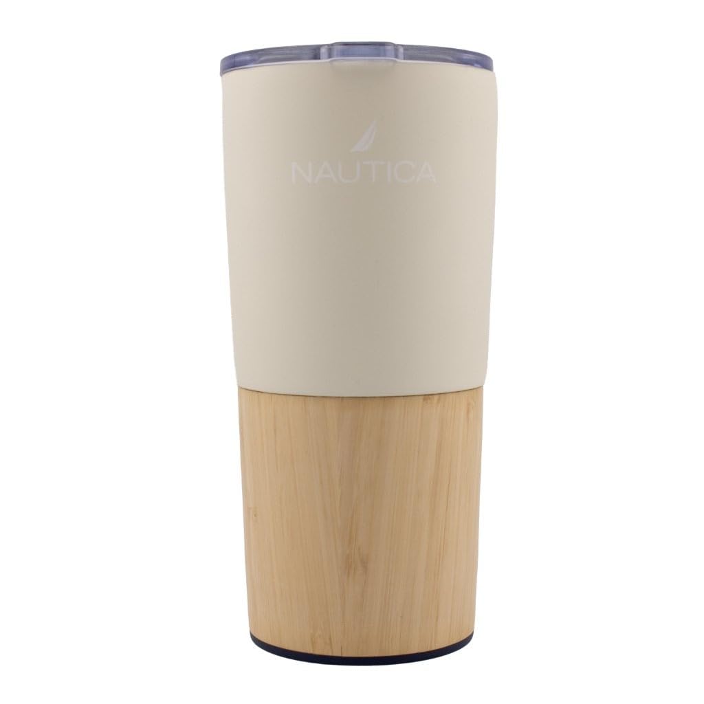 HY-023 - Nautica 18oz Insulated Tumbler with Bamboo Base - Cream