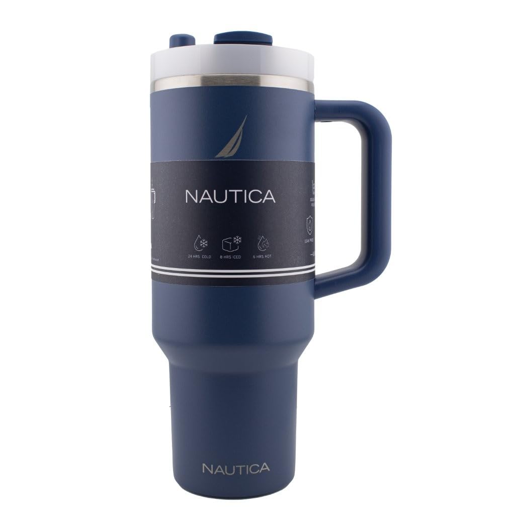 HY-050 - Nautica 40oz Tumbler with Handle & Straw - Navy