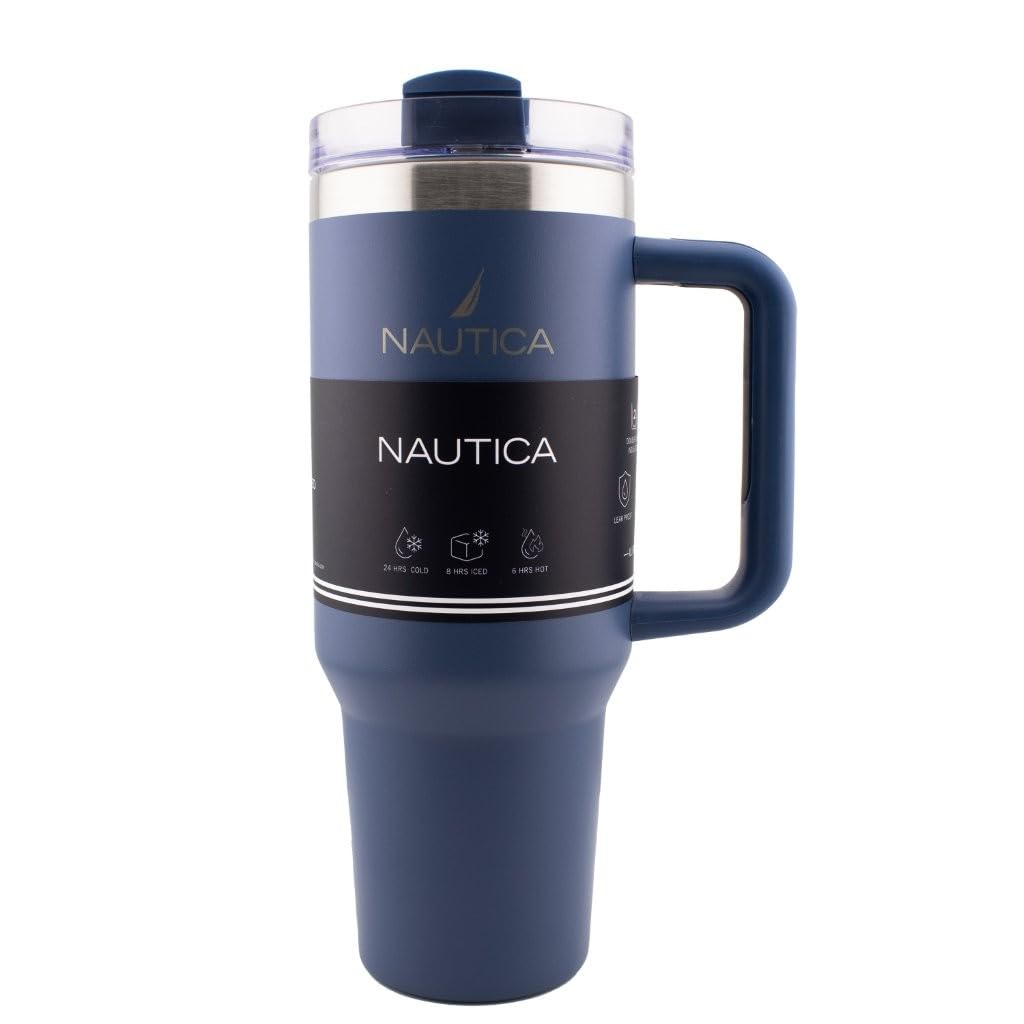HY-041 - Nautica 40oz Double-Wall Vacuum Travel Mug - Navy