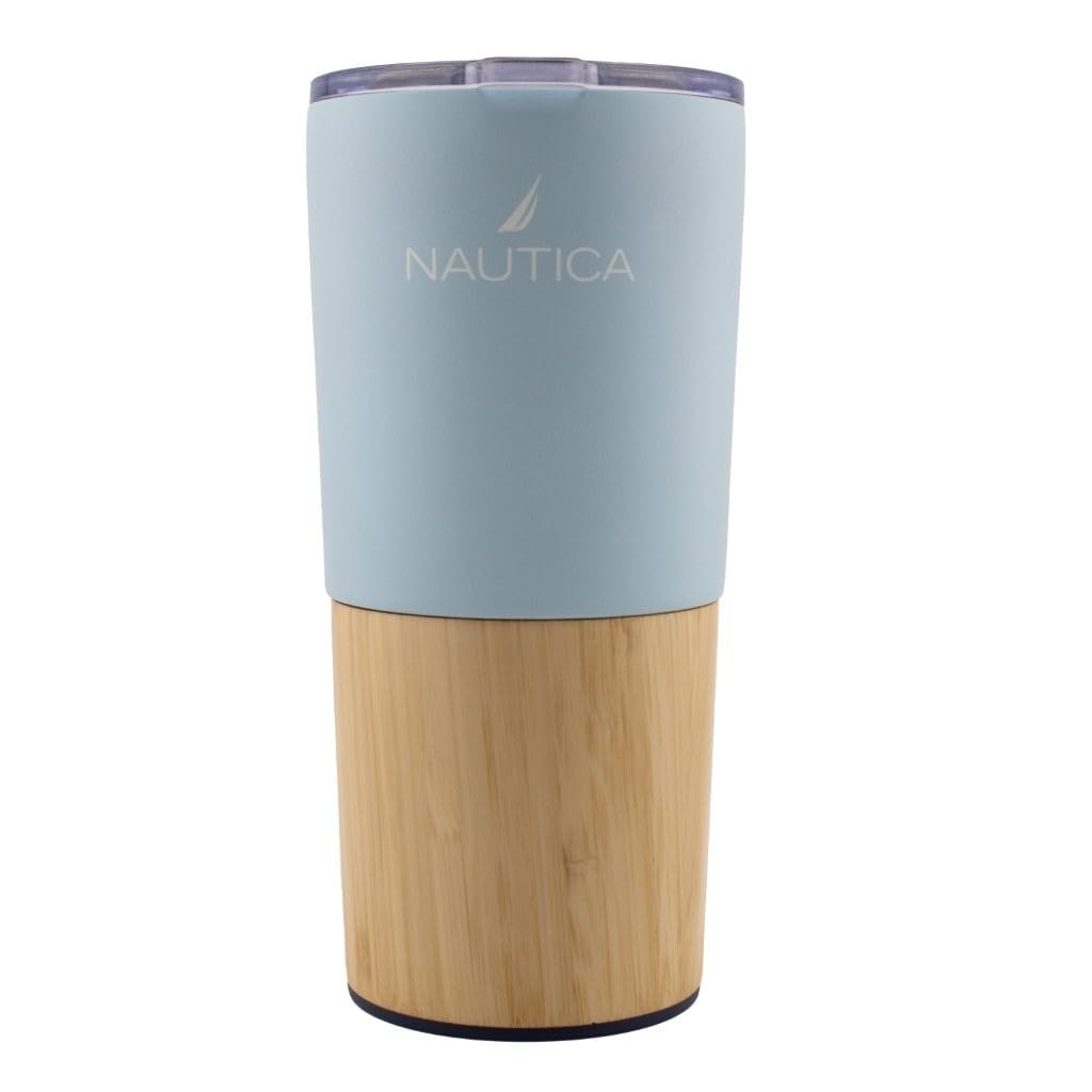 HY-024 - Nautica 18oz Insulated Tumbler with Bamboo Base - Light Blue