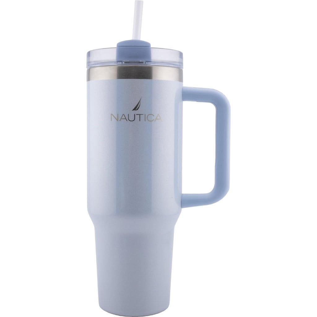 HY-049 - Nautica 40oz Double-Wall Vacuum Travel Mug - Holographic Blue