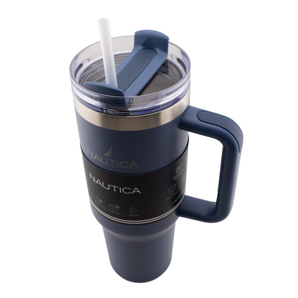 HY-041 - Nautica 40oz Double-Wall Vacuum Travel Mug - Navy