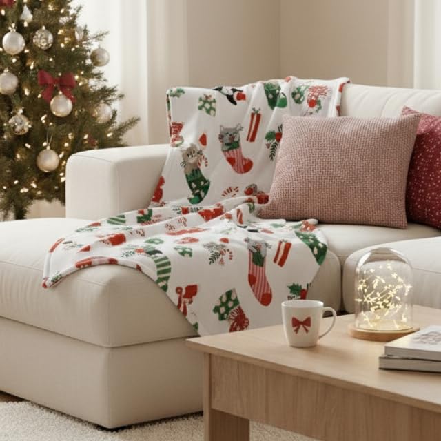 Nordic Noel Reindeer Ultra Soft Christmas Fleece Throw (50x70)