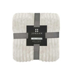 BLF-293FQ - Jordan Jaquard Ribbed Plush Bed Blanket - Cream (Queen)
