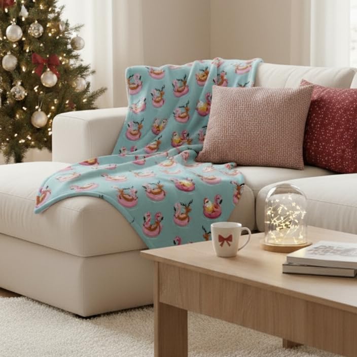 Frosted Holly Berry Ultra Soft Christmas Fleece Throw (50x70)