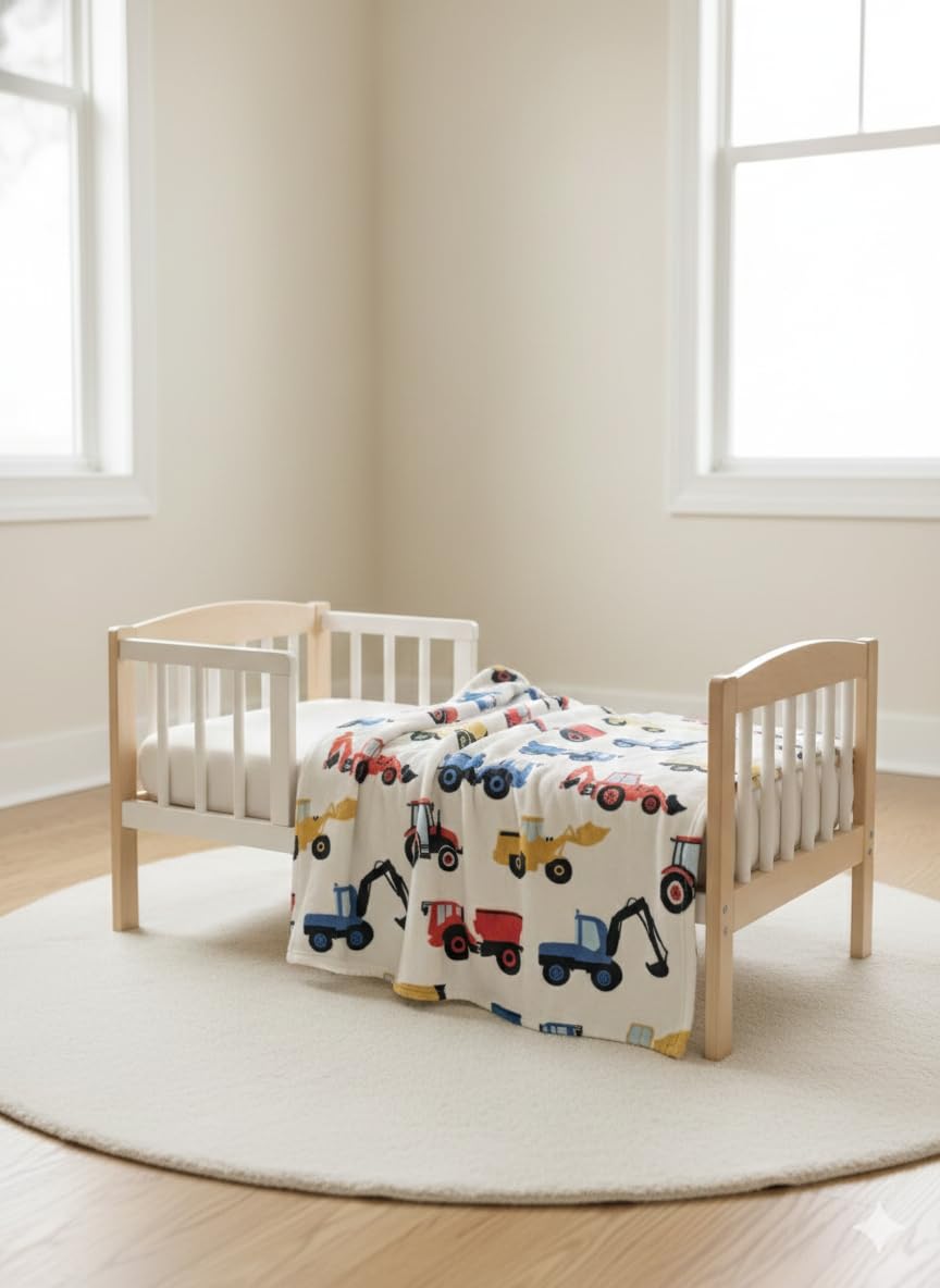 THFPJ-087F - LITTLE CELEBRITY Max & Moe Construction Fleece Throw, 50x70