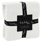NMBL-011FQ - Nicole Miller Herringbone Jacquard Throw - Ivory (Queen)