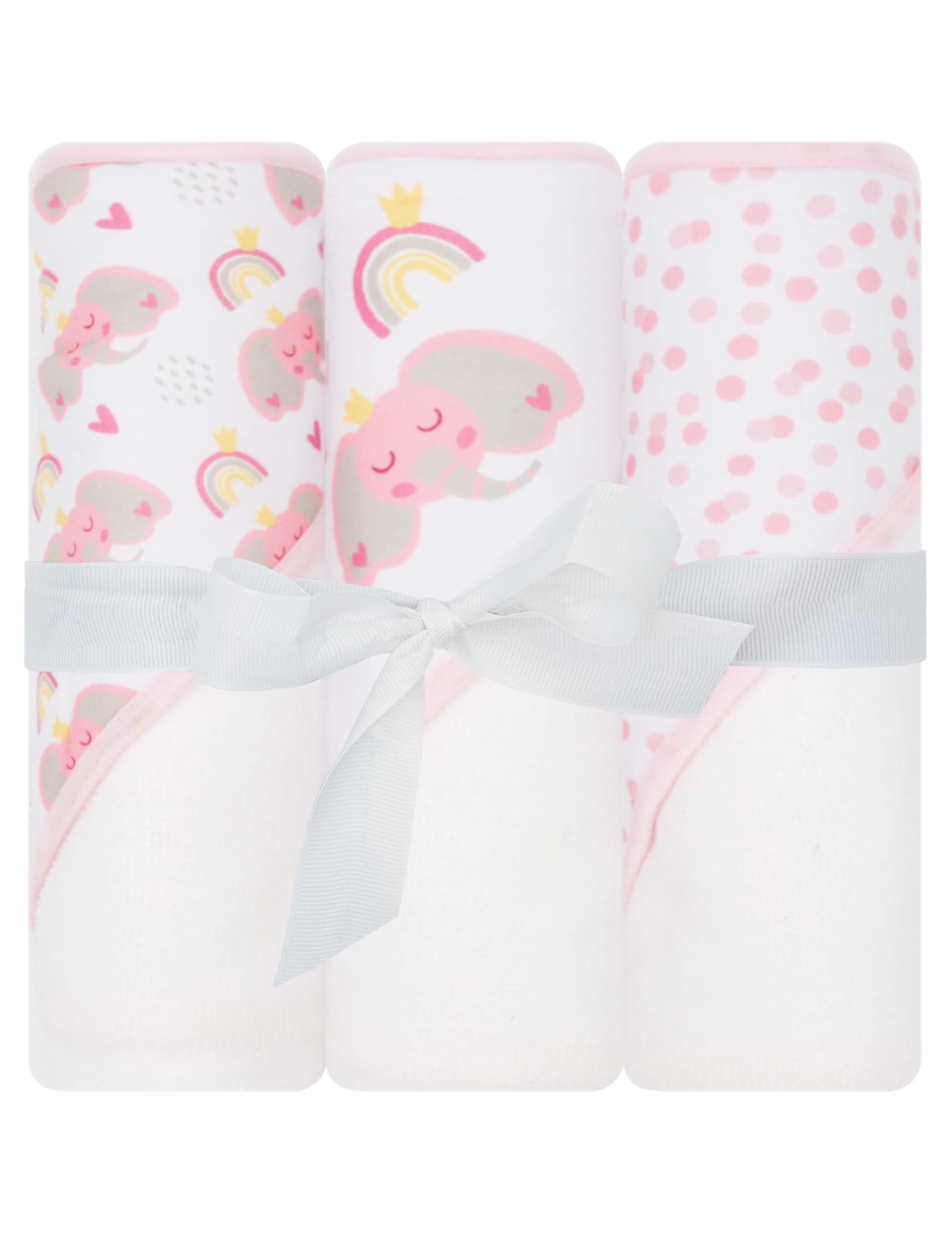 HT3P-024 - LITTLE CELEBRITY Hooded Baby Towels, 3-Pack (Sweet Elephant)