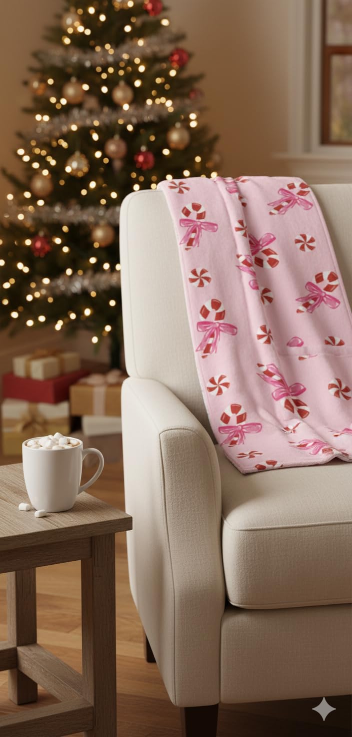 Peppermint Twist Christmas Plush Throw (60x70)