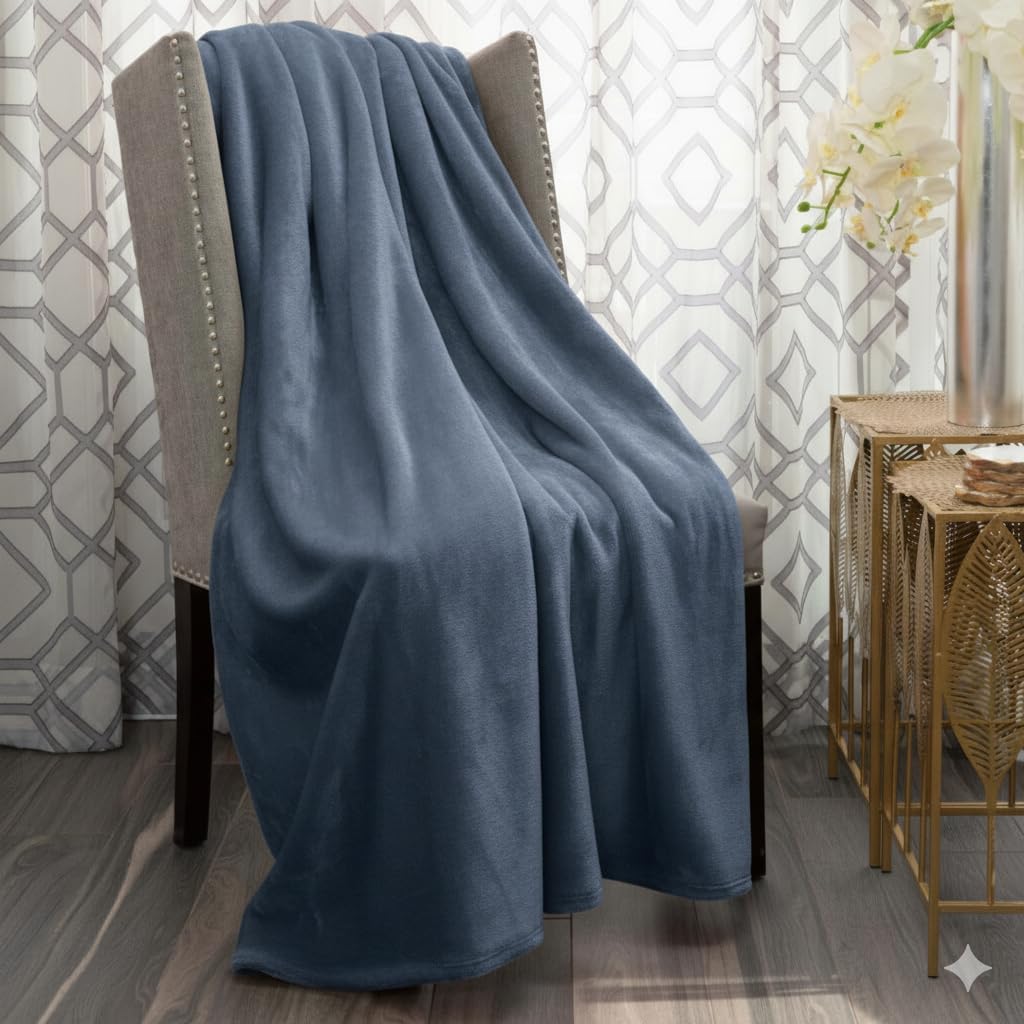 NMBL-006K - Nicole Miller Microfiber Fleece Blanket - Vintage Blue (King)