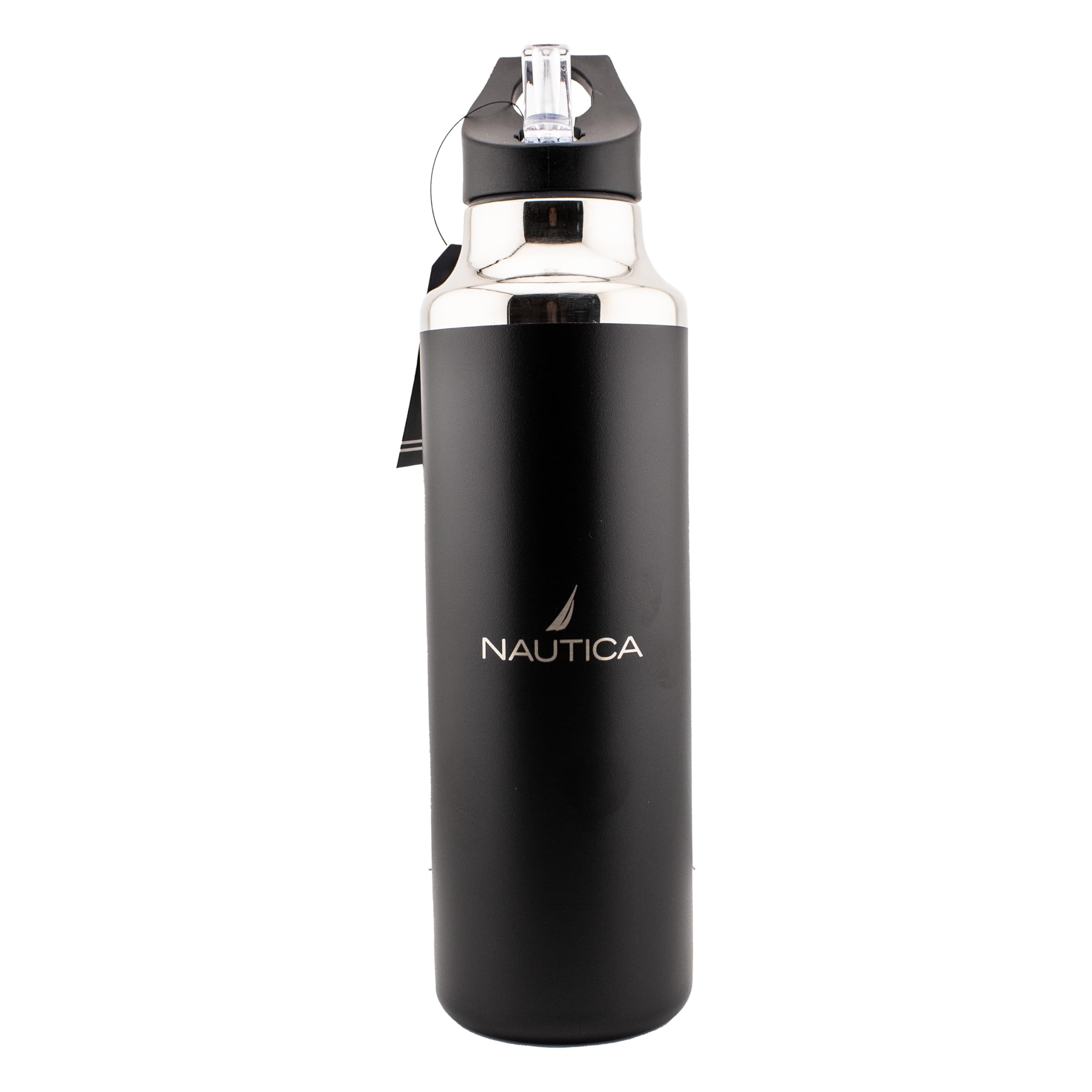 HY-069 - Nautica 21oz Stainless Steel Water Bottle with Straw - Black