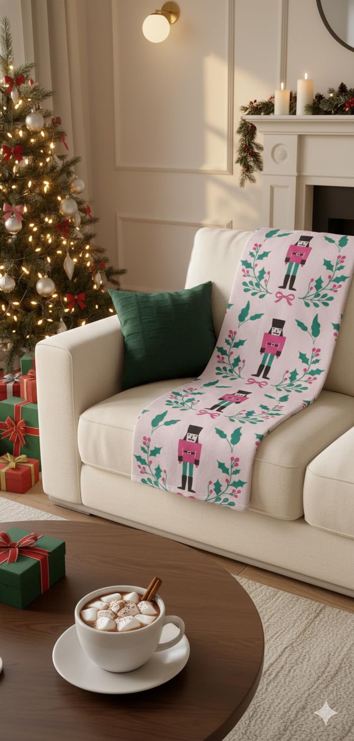 Pink Nutcracker Dry Knit Christmas Throw (50x70)