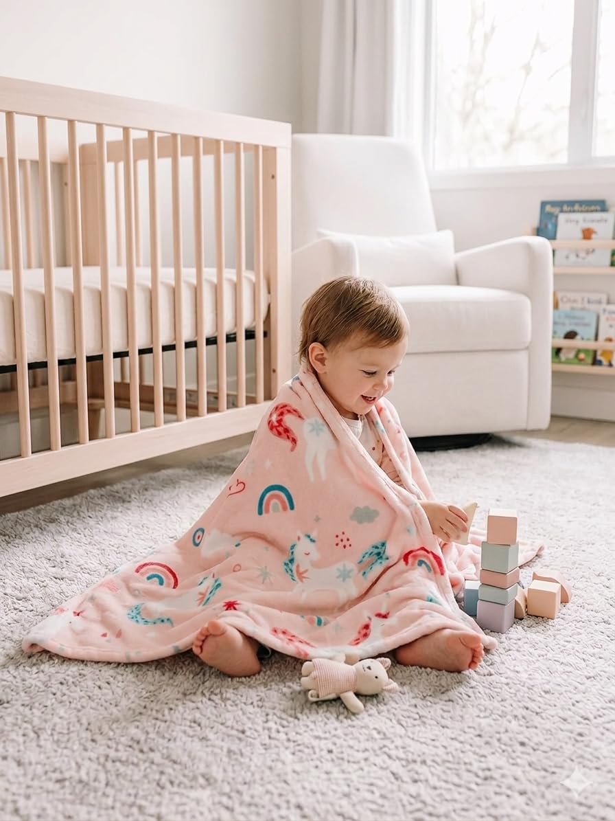 TBP-033 - LITTLE CELEBRITY Flannel Toddler Blanket (Unicorn Land)