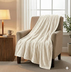 NMTHF-043H - Nicole Miller Bailey Luxury Faux Fur Throw - Ivory