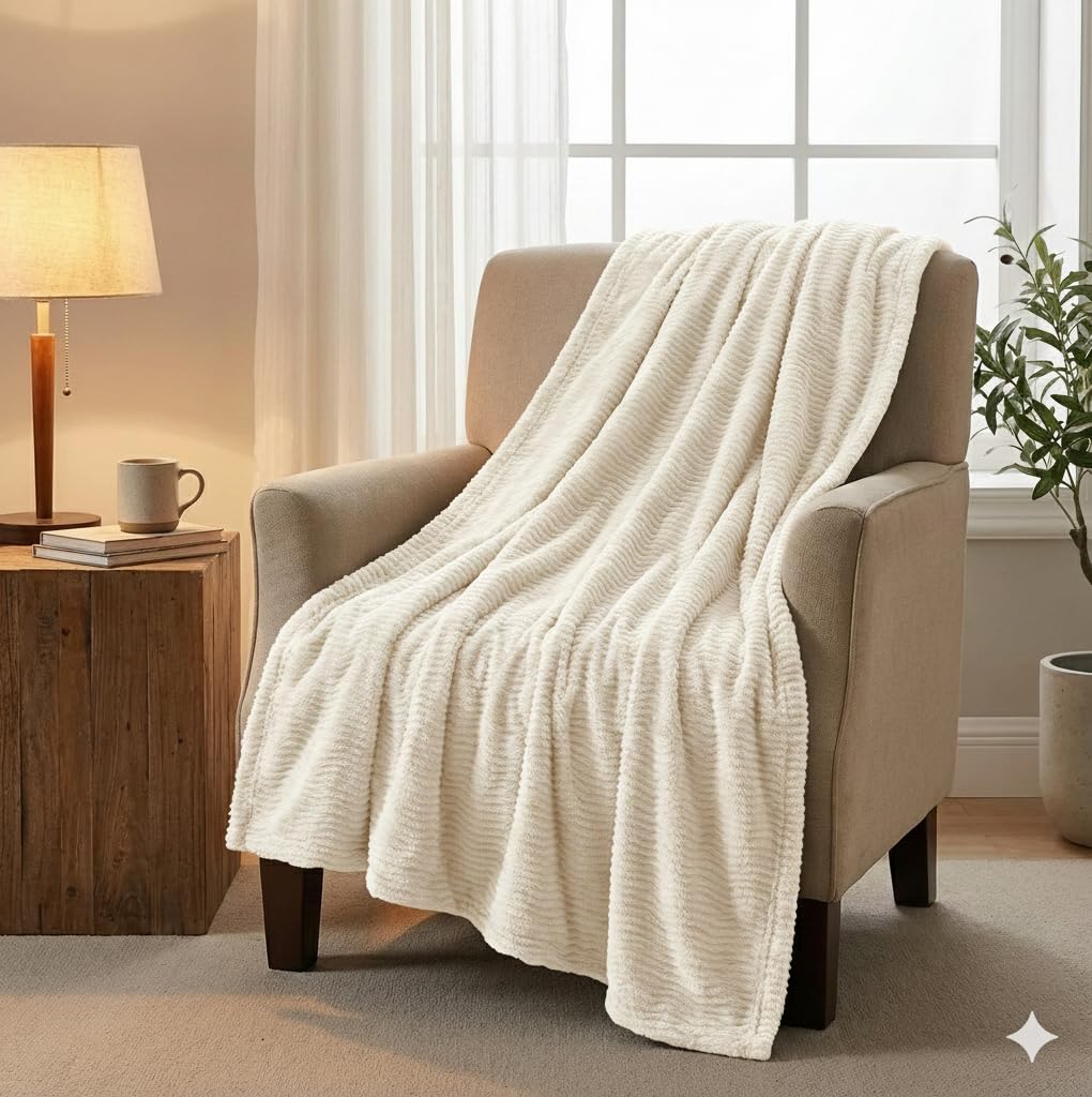 NMTHF-043H - Nicole Miller Bailey Luxury Faux Fur Throw - Ivory