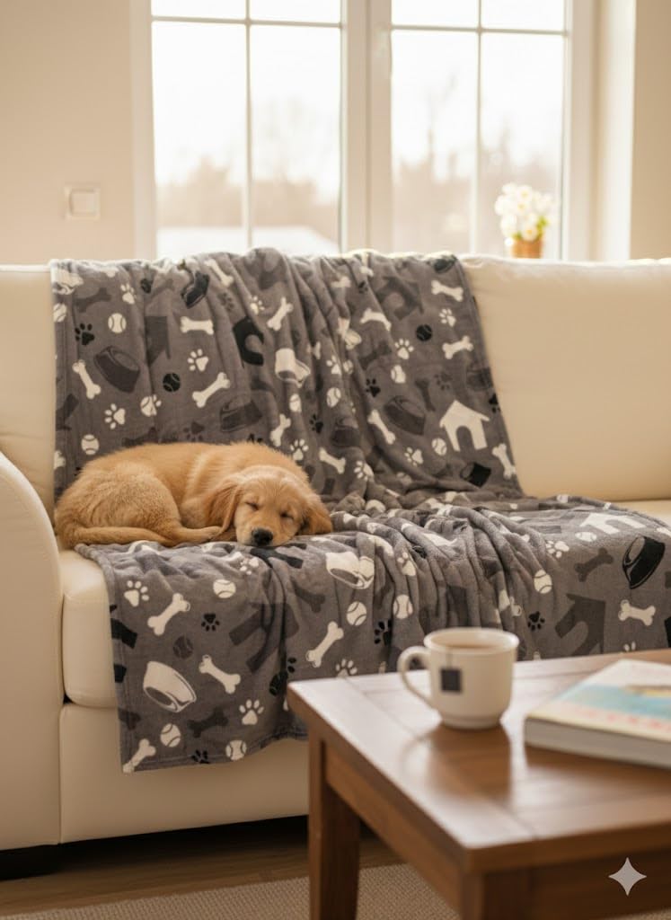 THPP-028H - CUDDLOVE Premium Soft Fleece Dog Blanket - Grey Dog House