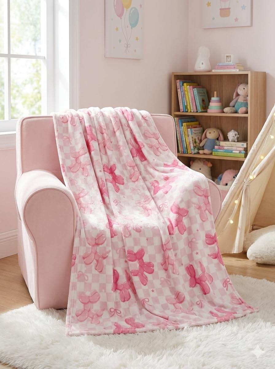 THFPJ-110F - LITTLE CELEBRITY Balloon Poodle Fleece Throw, 50x70