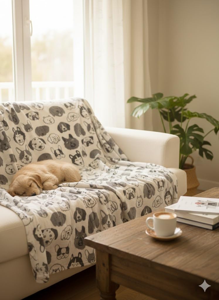 THPP-026H - CUDDLOVE Premium Soft Fleece Dog Blanket - Grey Puppy