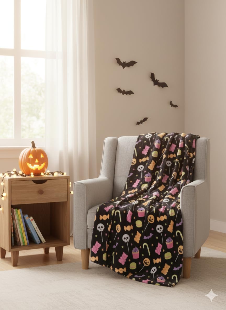 Candy & Sweets Halloween Long Hair Plush Throw (60x70)