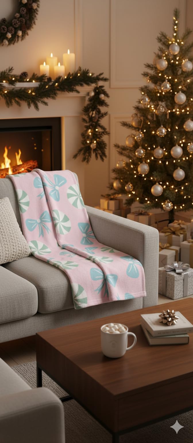 Peppermint Candy Dry Knit Christmas Throw (50x70)