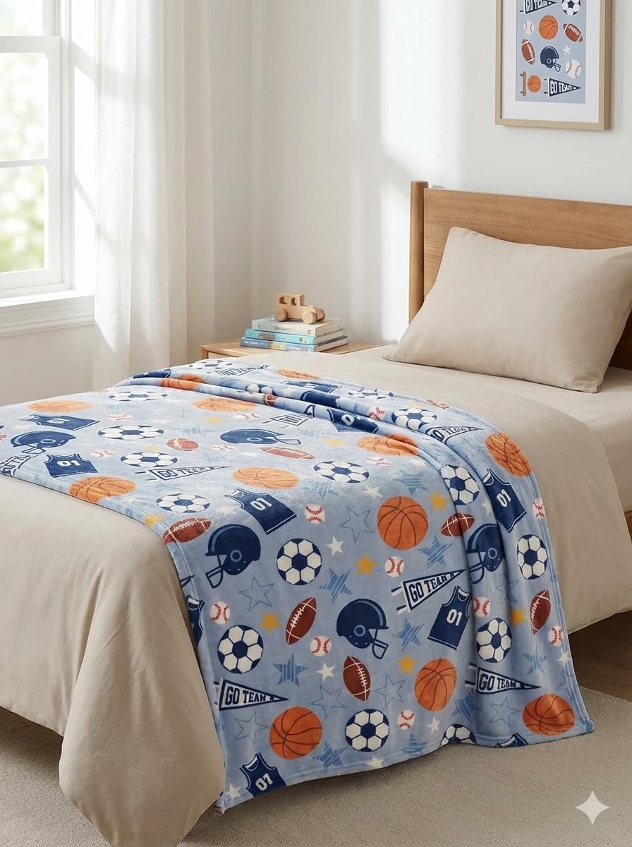 THFPJ-094F - LITTLE CELEBRITY Team Sports Fleece Throw, 50x70