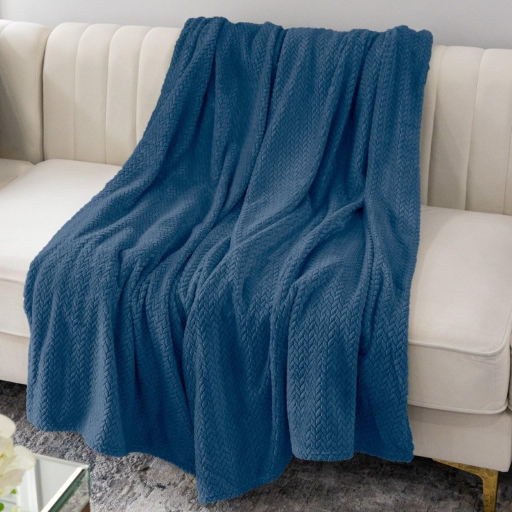 NMBL-013K - Nicole Miller Herringbone Jacquard Throw - Vintage Blue (King)