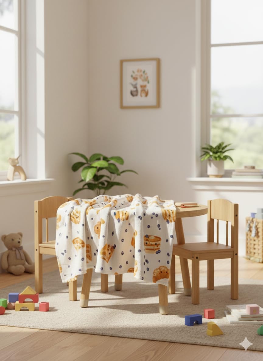 THFPJ-114F - LITTLE CELEBRITY Breakfast Food Fleece Throw, 50x70