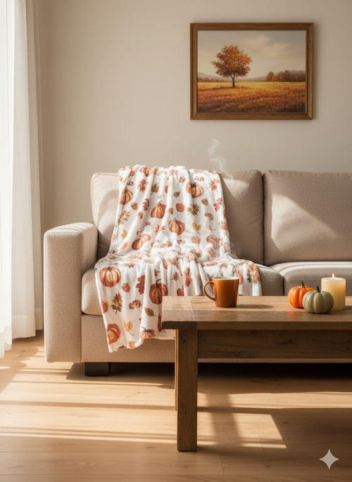 Autumn Harvest Fall Harvest Flannel Fleece Throw (60x70)