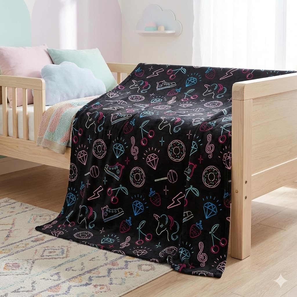 THFPJ-108F - LITTLE CELEBRITY Neon Pop Art Fleece Throw, 50x70
