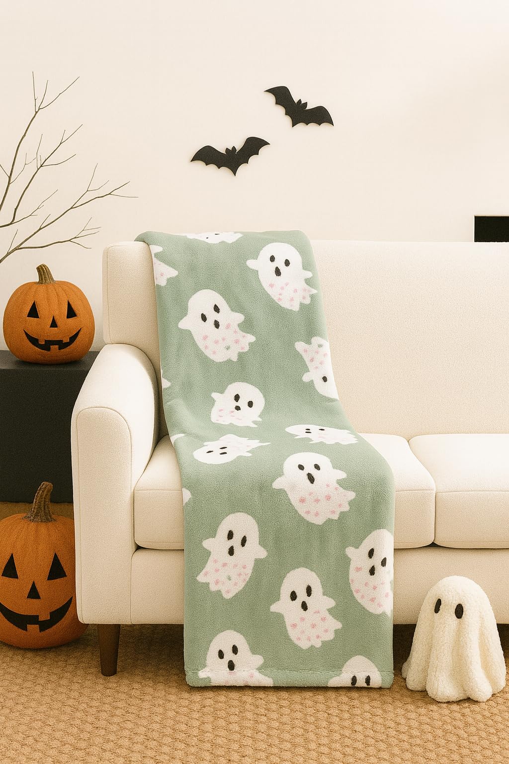 Ghost & Stars Halloween Long Hair Plush Throw (60x70)