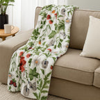 THF-3770H - Fall Harvest Flannel Fleece Throw - Pink/Green Floral (60x70)