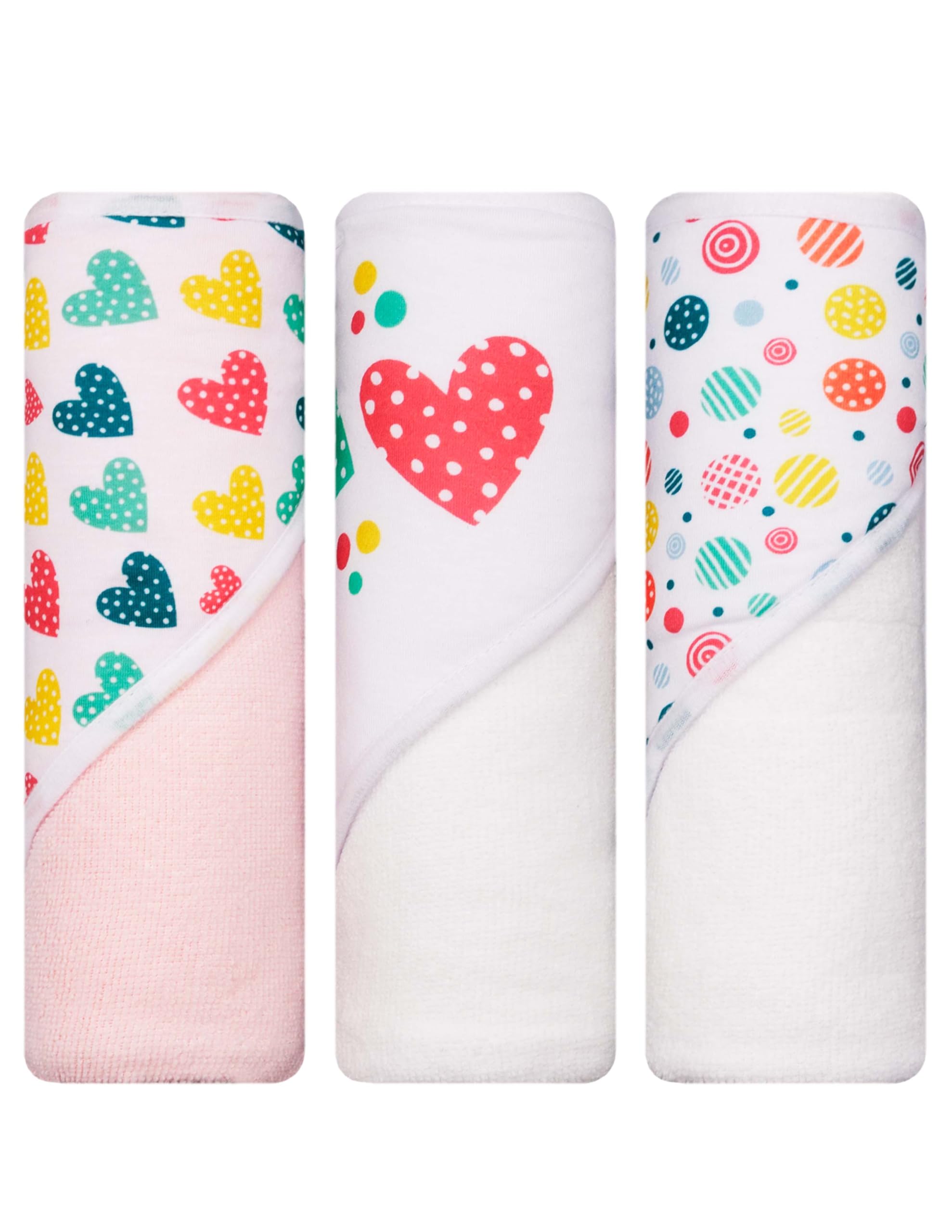 HT3P-010 - LITTLE CELEBRITY Hooded Baby Towels, 3-Pack (Candy Hearts)