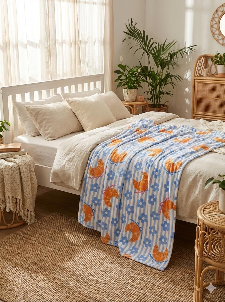 THFPJ-107F - LITTLE CELEBRITY Parisian Croissant Fleece Throw, 50x70
