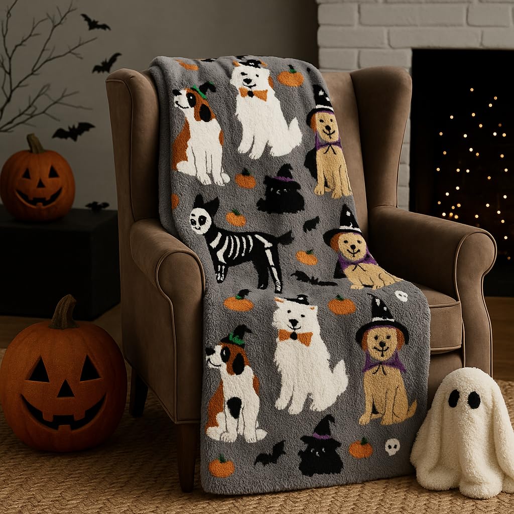 Halloween Dogs Halloween Reversible Flannel Fleece Throw (50x70)