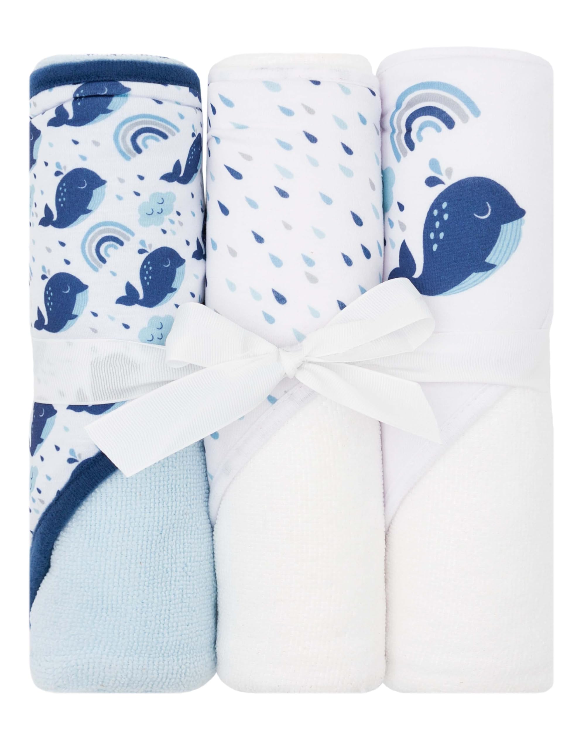 HT3P-009 - LITTLE CELEBRITY Hooded Baby Towels, 3-Pack (Whales)