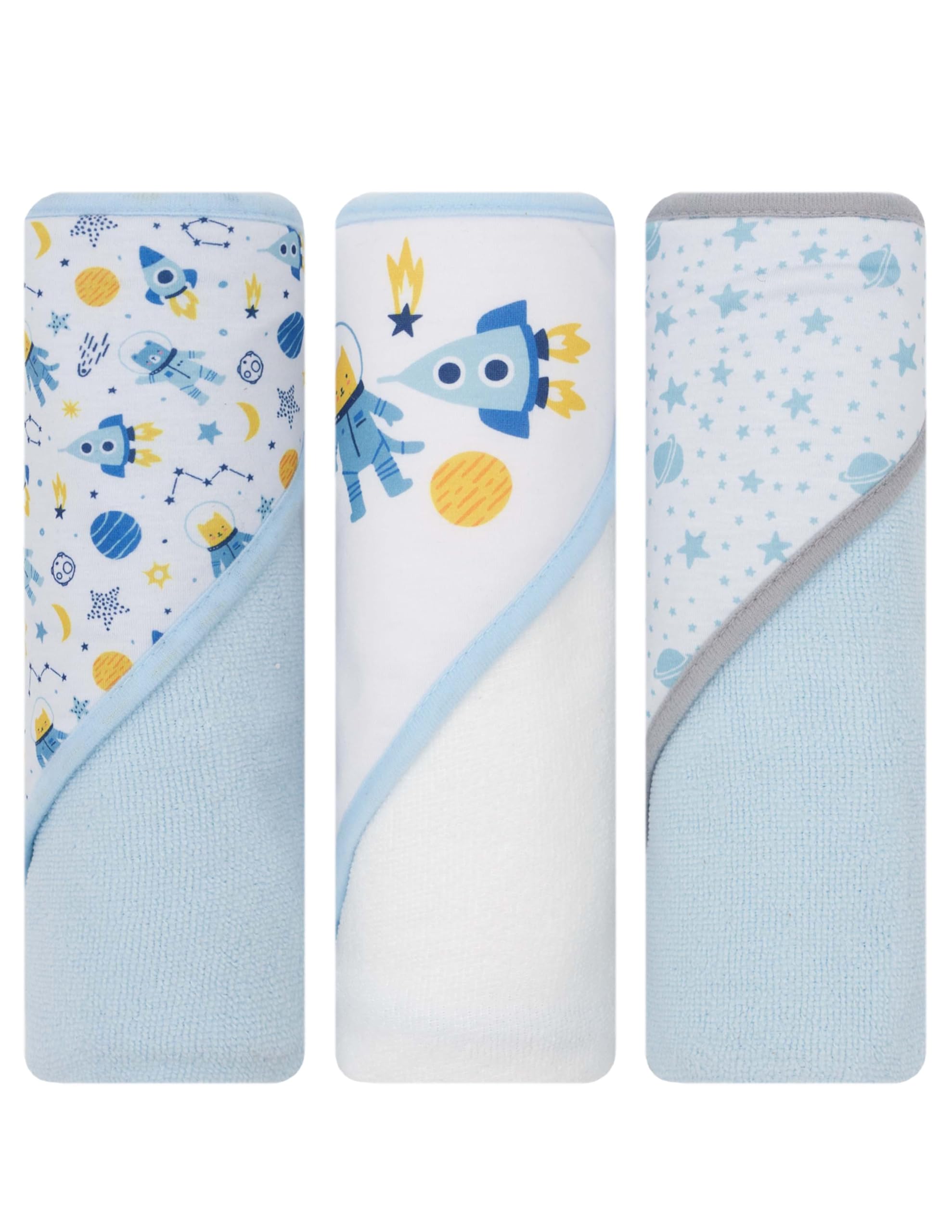 HT3P-008 - LITTLE CELEBRITY Hooded Baby Towels, 3-Pack (Moon Bear)