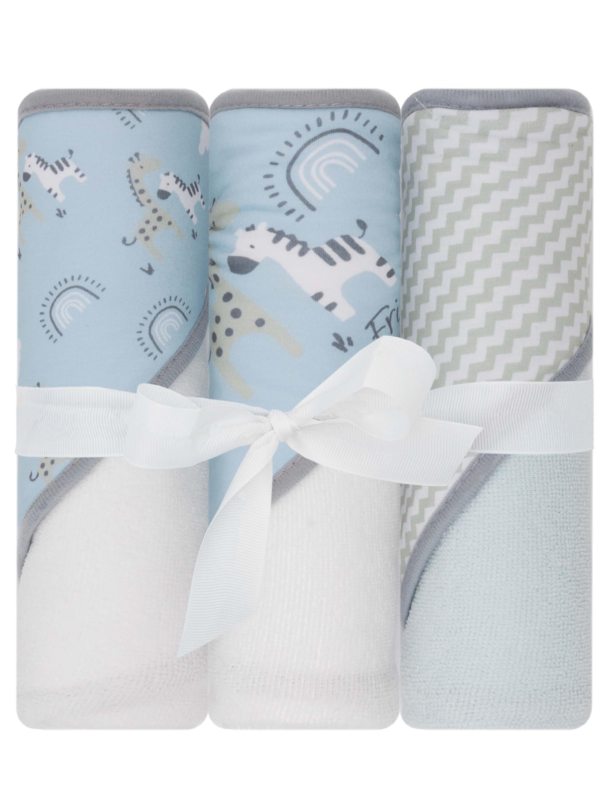 HT3P-015 - LITTLE CELEBRITY Hooded Baby Towels, 3-Pack (Zoo Friends)