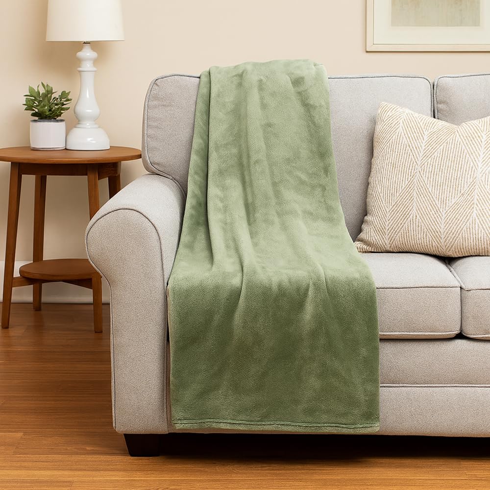 THF-4098H - Celebrity Home Ultra-Plush Long-Hair Flannel Throw - Desert Sage