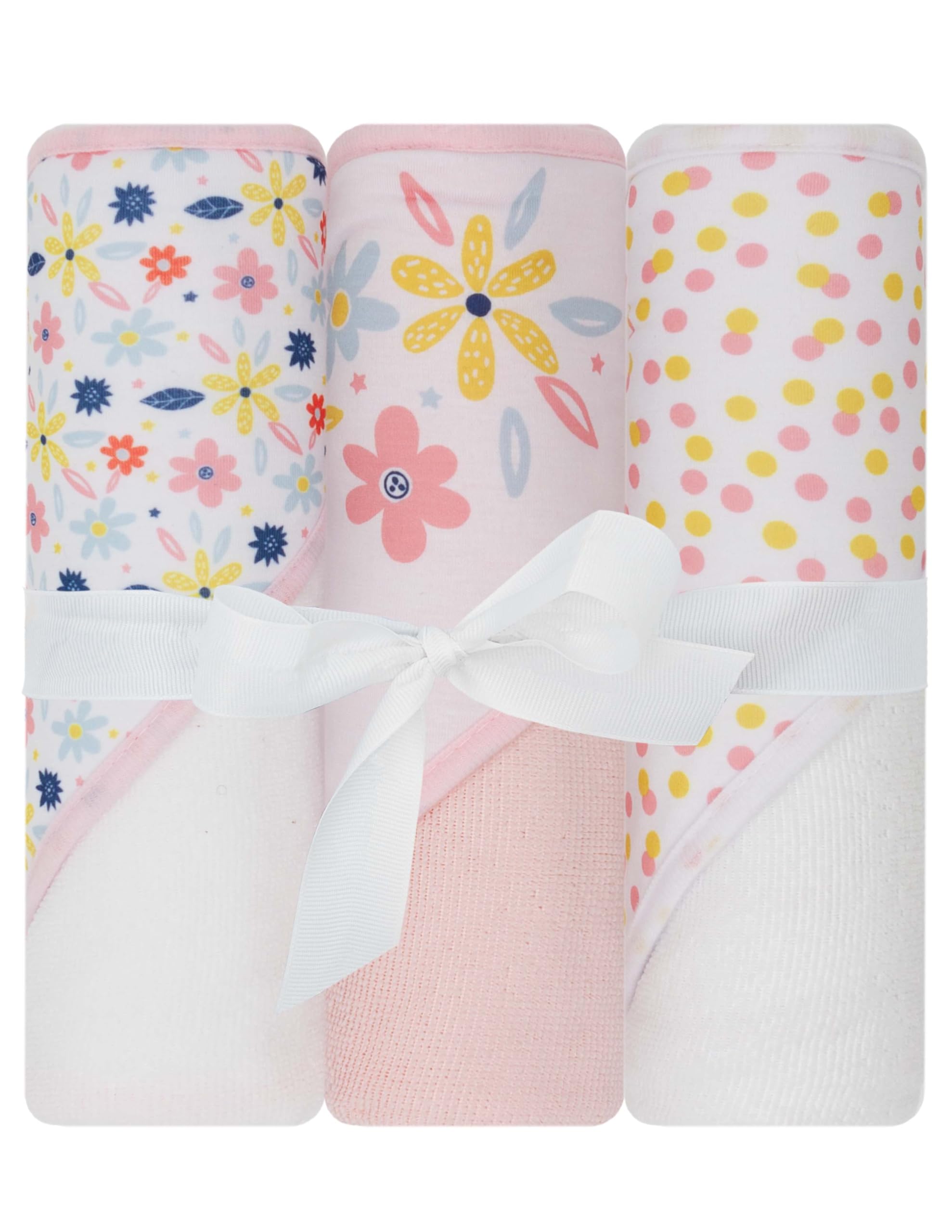 HT3P-017 - LITTLE CELEBRITY Hooded Baby Towels, 3-Pack (Daisies)