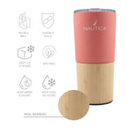 HY-021 - Nautica 18oz Insulated Tumbler with Bamboo Base - Coral