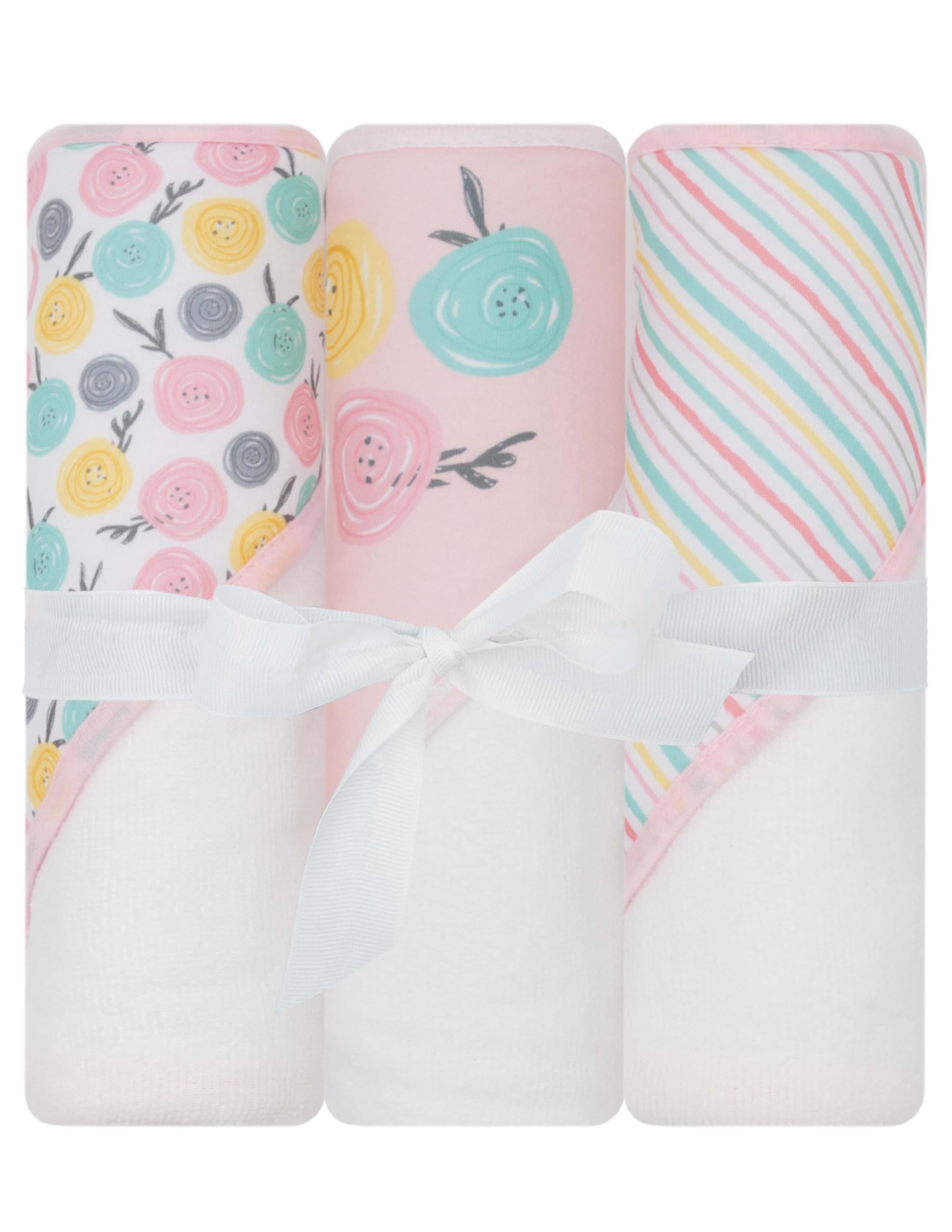 HT3P-020 - LITTLE CELEBRITY Hooded Baby Towels, 3-Pack (Roses)