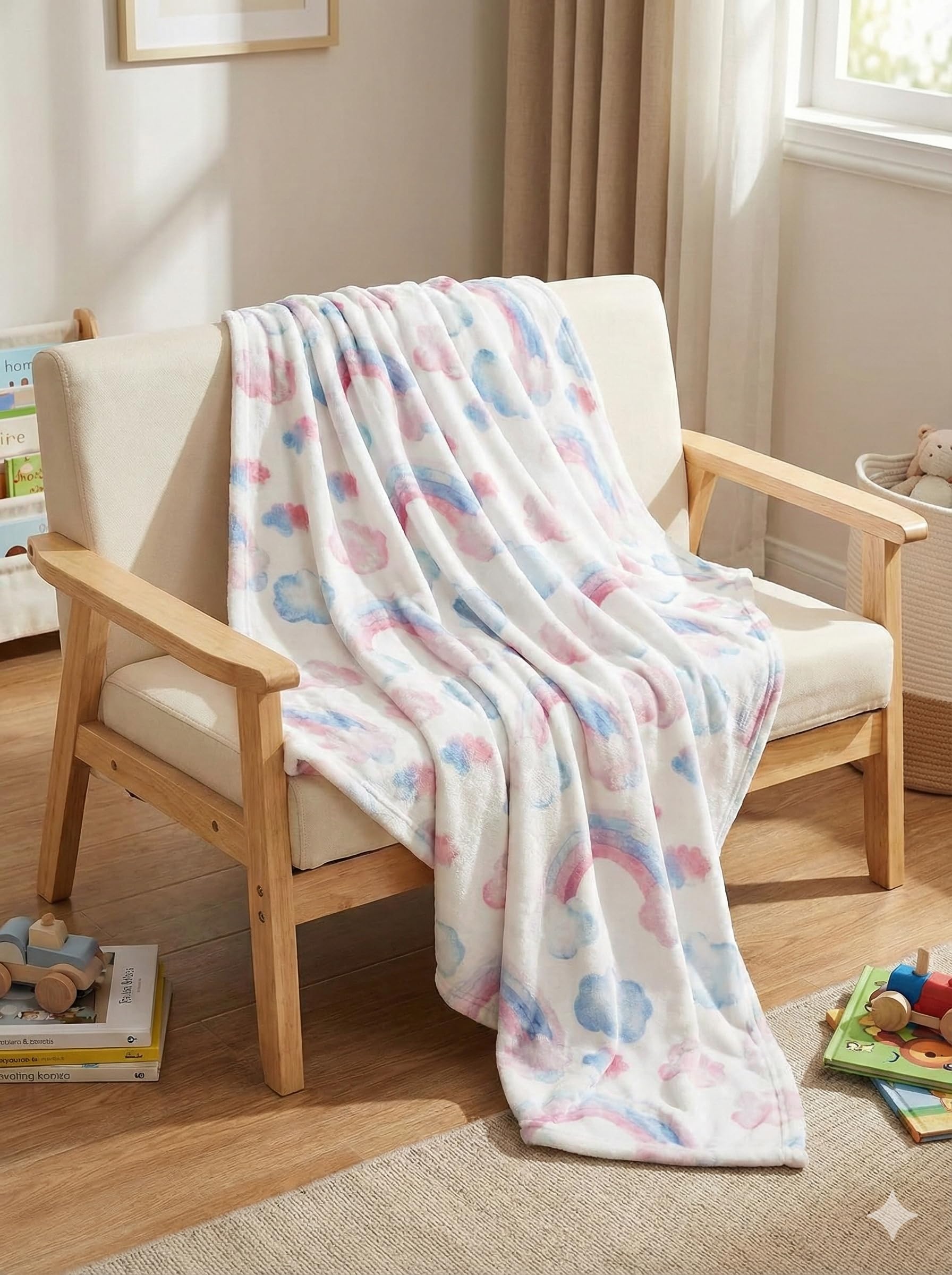 THFPJ-086F - LITTLE CELEBRITY Rainbow Cloud Fleece Throw, 50x70