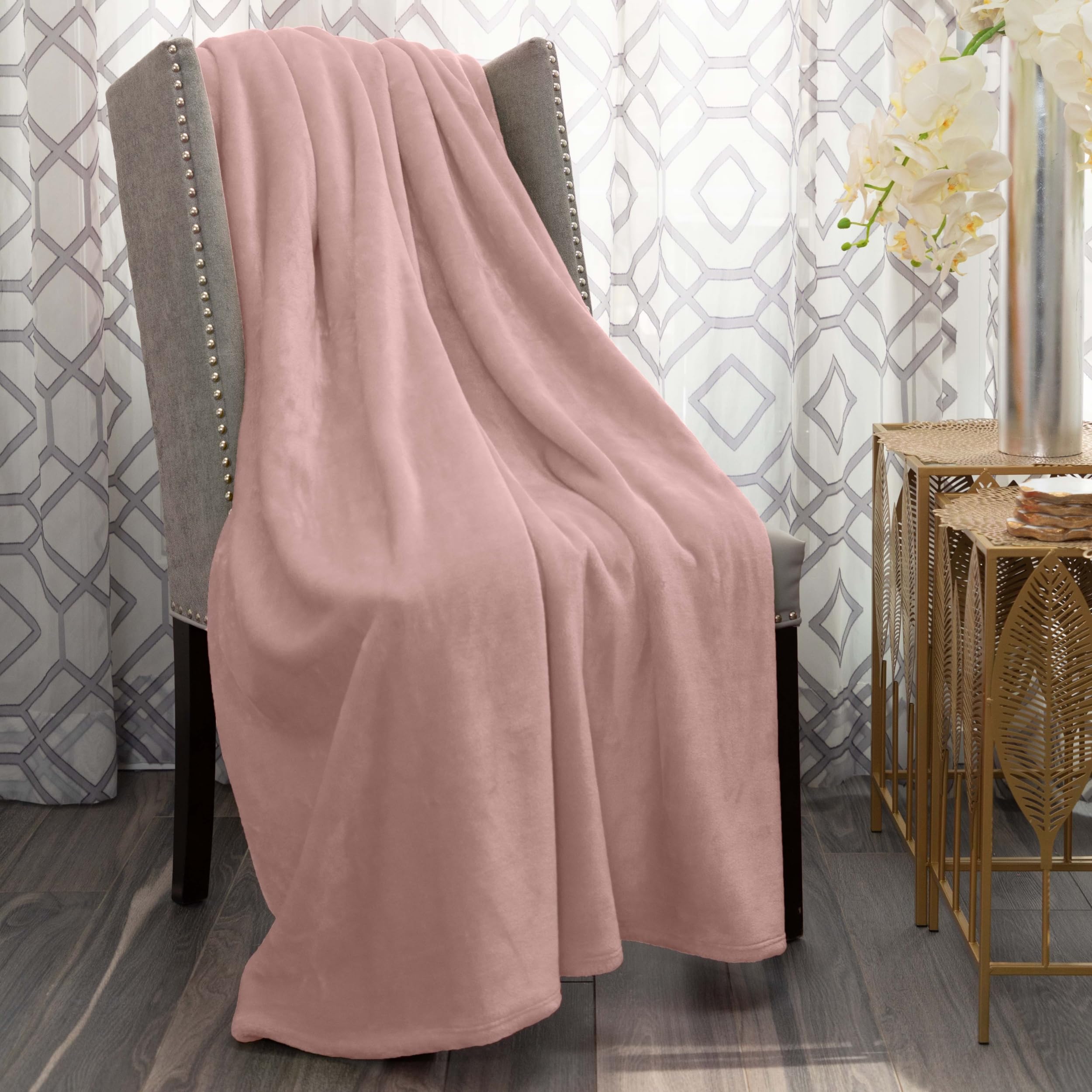 NMBL-003K - Nicole Miller Microfiber Fleece Blanket - Dusty Rose (King)