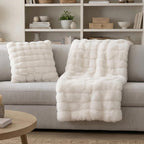 THRH-187F - Celebrity Home Scarlett Sculpted Faux Fur Throw - Ivory